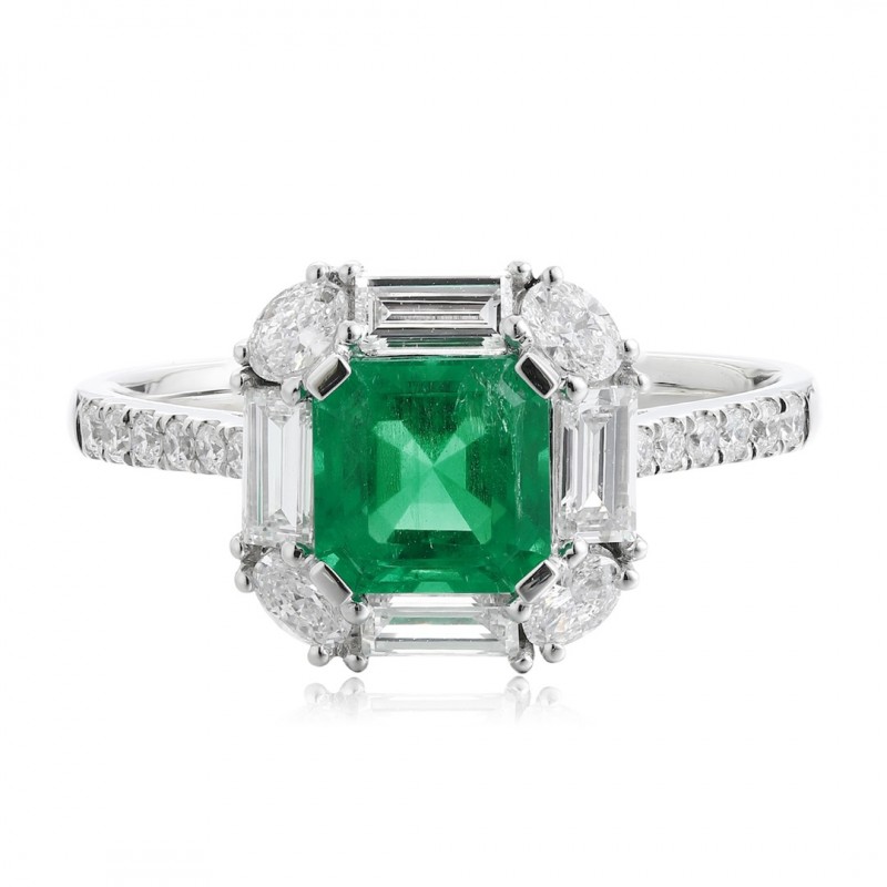 Ruif Jewelry Classic Design PT950 Platinum Ring 1.04ct Lab Grown Emerald and 0.75ct Lab Grown Diamond Ring Gemstone Jewelry Ruif Jewelry Classic Design PT950 Platinum Ring 1.04ct Lab Grown Emerald and 0.75ct Lab Grown Diamond Ring Gemstone Jewelry