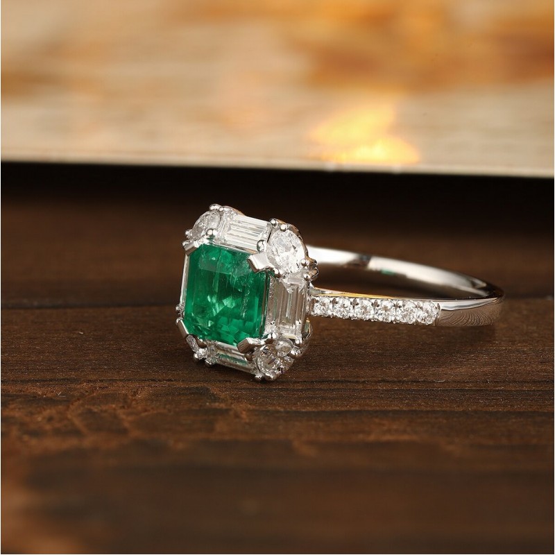 Ruif Jewelry Classic Design PT950 Platinum Ring 1.04ct Lab Grown Emerald and 0.75ct Lab Grown Diamond Ring Gemstone Jewelry Ruif Jewelry Classic Design PT950 Platinum Ring 1.04ct Lab Grown Emerald and 0.75ct Lab Grown Diamond Ring Gemstone Jewelry