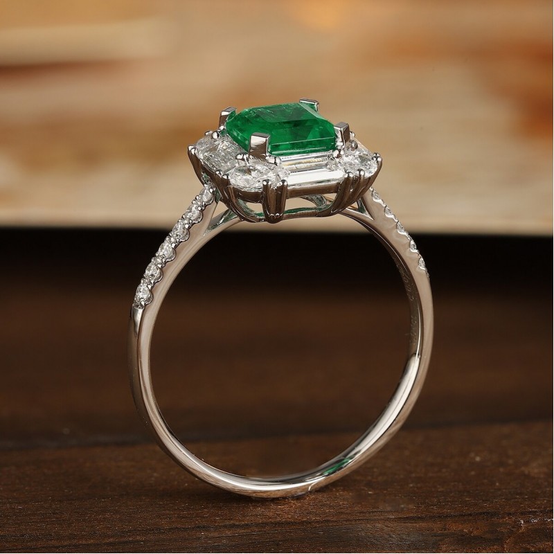 Ruif Jewelry Classic Design PT950 Platinum Ring 1.04ct Lab Grown Emerald and 0.75ct Lab Grown Diamond Ring Gemstone Jewelry Ruif Jewelry Classic Design PT950 Platinum Ring 1.04ct Lab Grown Emerald and 0.75ct Lab Grown Diamond Ring Gemstone Jewelry