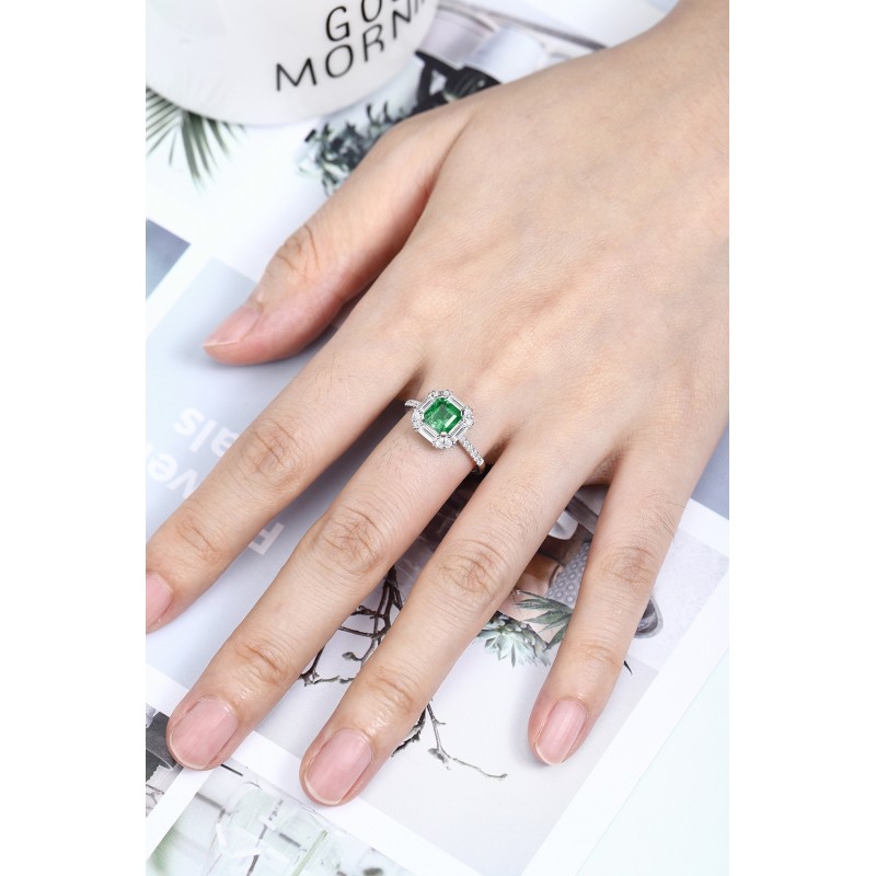 Ruif Jewelry Classic Design PT950 Platinum Ring 1.04ct Lab Grown Emerald and 0.75ct Lab Grown Diamond Ring Gemstone Jewelry Ruif Jewelry Classic Design PT950 Platinum Ring 1.04ct Lab Grown Emerald and 0.75ct Lab Grown Diamond Ring Gemstone Jewelry