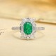 Ruif Jewelry Classic Design PT950 Platinum Ring 0.73ct Lab Grown Emerald and 0.69ct Lab Grown Diamond Ring Gemstone Jewelry