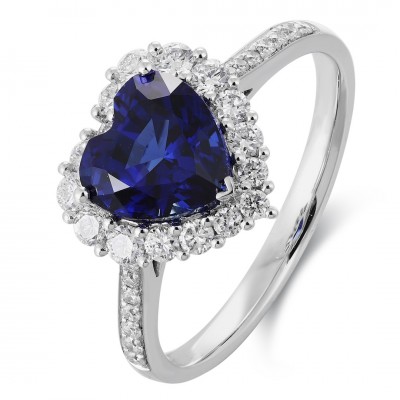 Ruif Jewelry Classic Design PT950 Platinum 1.26ct Lab Grown Sapphire And 0.433ct Lab Grown Diamond Ring Wedding Bands