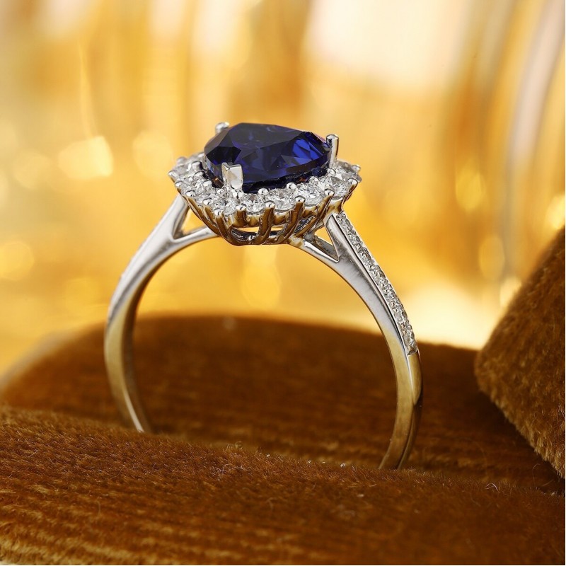 Ruif Jewelry Classic Design PT950 Platinum 1.26ct Lab Grown Sapphire And 0.433ct Lab Grown Diamond Ring Wedding Bands Ruif Jewelry Classic Design PT950 Platinum 1.26ct Lab Grown Sapphire And 0.433ct Lab Grown Diamond Ring Wedding Bands