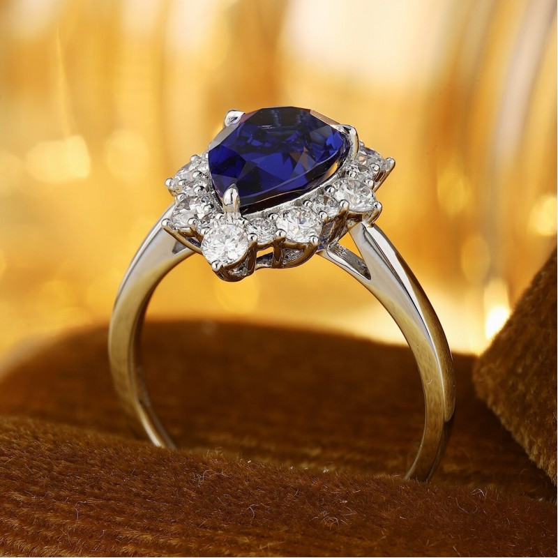 Ruif Jewelry Classic Design PT950 Platinum 2.95ct Lab Grown Sapphire And 0.671ct Lab Grown Diamond Ring Wedding Bands Ruif Jewelry Classic Design PT950 Platinum 2.95ct Lab Grown Sapphire And 0.671ct Lab Grown Diamond Ring Wedding Bands