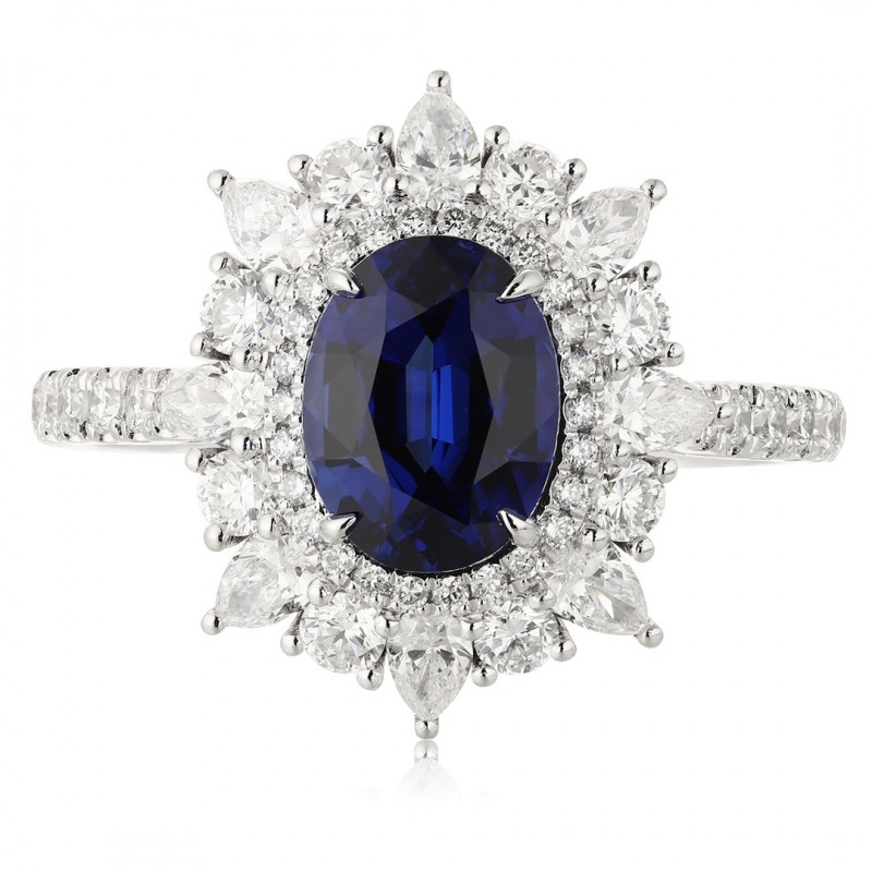Ruif Jewelry Classic Design PT950 Platinum 1.77ct Lab Grown Sapphire And 0.8875ct Lab Grown Diamond Ring Wedding Bands