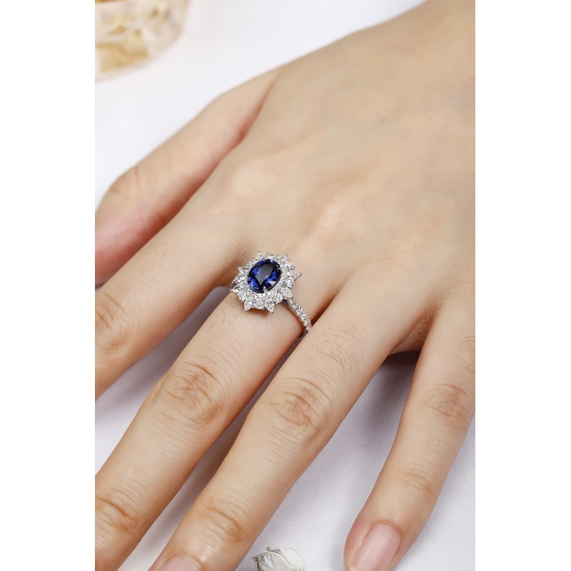 Ruif Jewelry Classic Design PT950 Platinum 1.77ct Lab Grown Sapphire And 0.8875ct Lab Grown Diamond Ring Wedding Bands