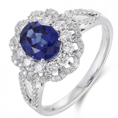 Ruif Jewelry Classic Design PT950 Platinum 1.61ct Lab Grown Sapphire And 0.664ct Lab Grown Diamond Ring Wedding Bands