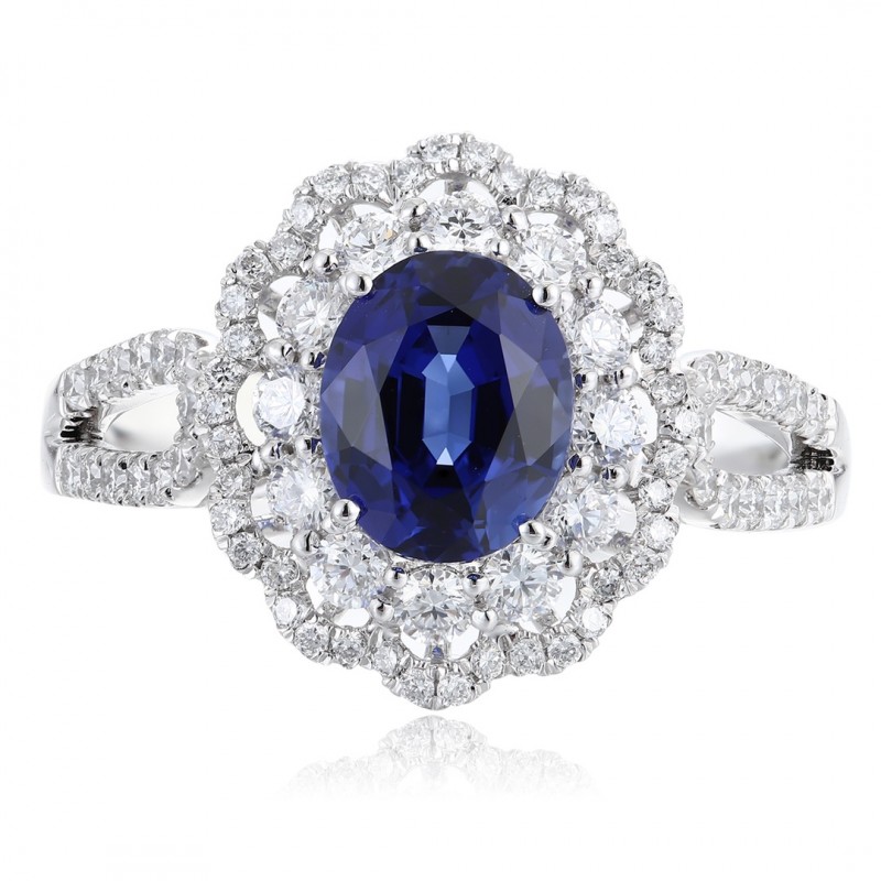 Ruif Jewelry Classic Design PT950 Platinum 1.61ct Lab Grown Sapphire And 0.664ct Lab Grown Diamond Ring Wedding Bands Ruif Jewelry Classic Design PT950 Platinum 1.61ct Lab Grown Sapphire And 0.664ct Lab Grown Diamond Ring Wedding Bands