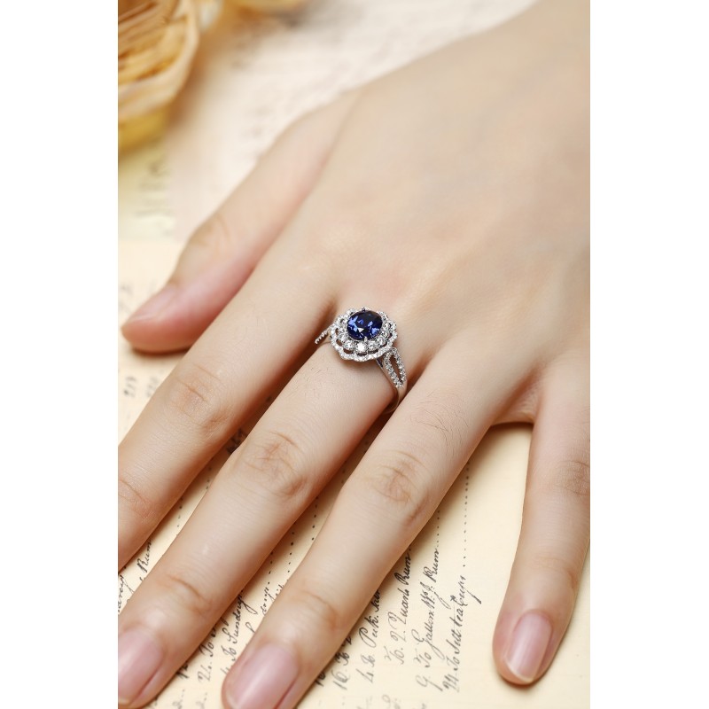Ruif Jewelry Classic Design PT950 Platinum 1.61ct Lab Grown Sapphire And 0.664ct Lab Grown Diamond Ring Wedding Bands Ruif Jewelry Classic Design PT950 Platinum 1.61ct Lab Grown Sapphire And 0.664ct Lab Grown Diamond Ring Wedding Bands