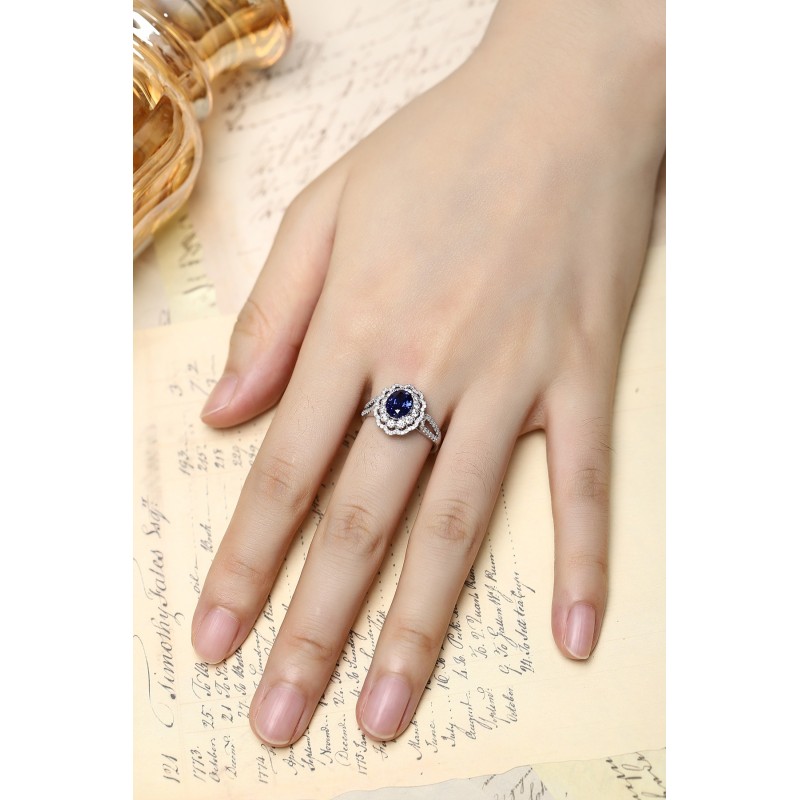Ruif Jewelry Classic Design PT950 Platinum 1.61ct Lab Grown Sapphire And 0.664ct Lab Grown Diamond Ring Wedding Bands Ruif Jewelry Classic Design PT950 Platinum 1.61ct Lab Grown Sapphire And 0.664ct Lab Grown Diamond Ring Wedding Bands