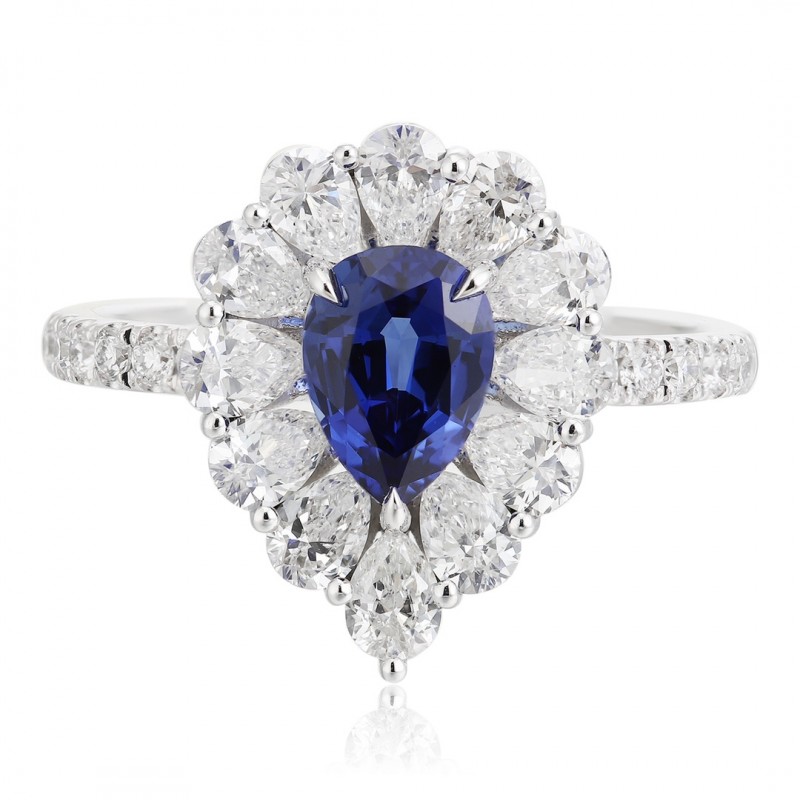 Ruif Jewelry Classic Design PT950 Platinum 0.89ct Lab Grown Sapphire And 1.17ct Lab Grown Diamond Ring Wedding Bands