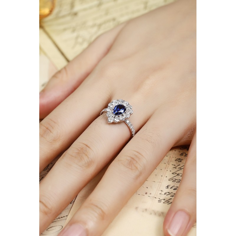 Ruif Jewelry Classic Design PT950 Platinum 0.89ct Lab Grown Sapphire And 1.17ct Lab Grown Diamond Ring Wedding Bands