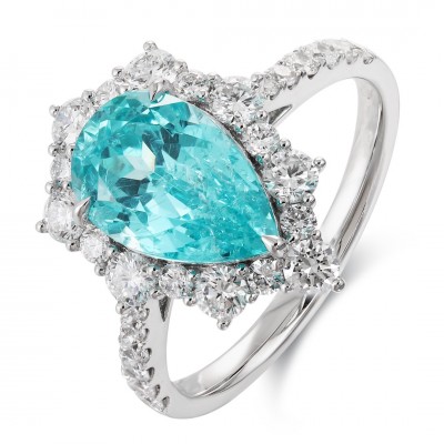 Ruif Jewelry Classic Design PT950  Platinum Ring 4.21ct Lab Grown Paraiba And 0.874ct Lab Grown Diamond Ring Wedding Bands