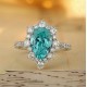 Ruif Jewelry Classic Design PT950  Platinum Ring 4.21ct Lab Grown Paraiba And 0.874ct Lab Grown Diamond Ring Wedding Bands