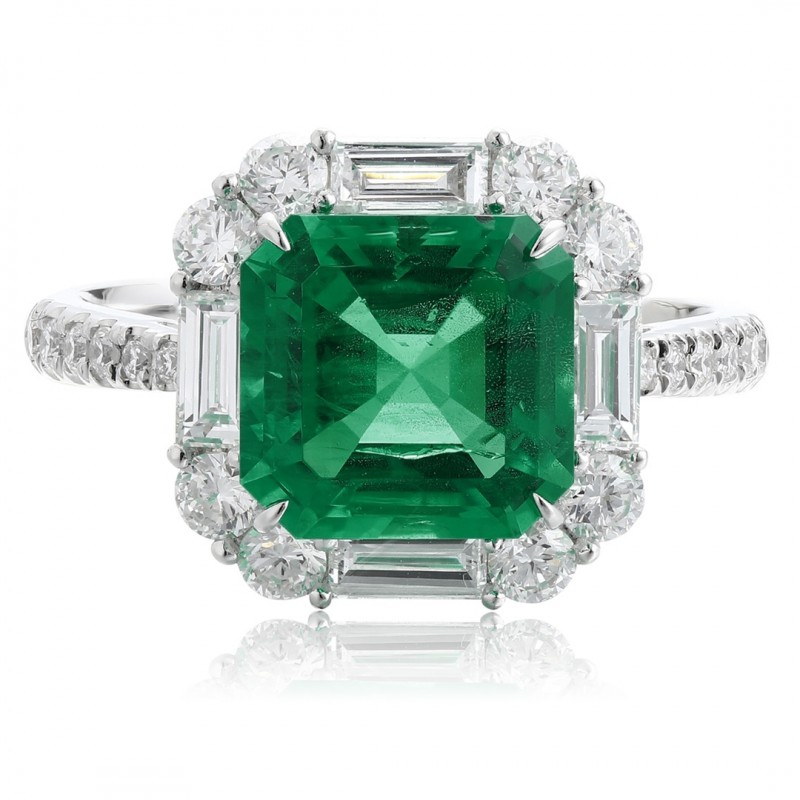 Ruif Jewelry Classic Design PT950 Platinum Ring 2.62ct Lab Grown Emerald and 0.87ct Lab Grown Diamond Ring Gemstone Jewelry Ruif Jewelry Classic Design PT950 Platinum Ring 2.62ct Lab Grown Emerald and 0.87ct Lab Grown Diamond Ring Gemstone Jewelry