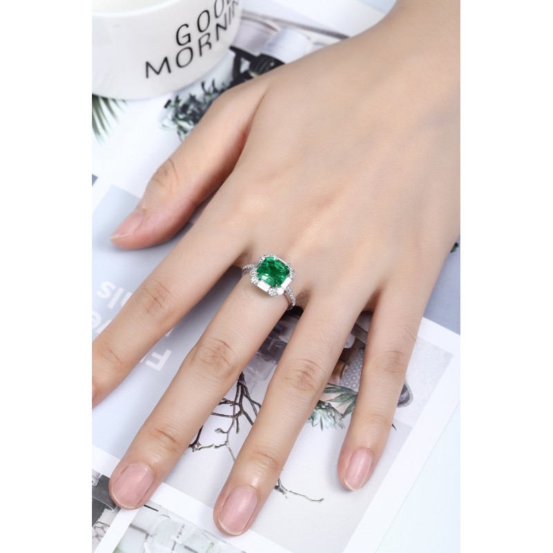 Ruif Jewelry Classic Design PT950 Platinum Ring 2.62ct Lab Grown Emerald and 0.87ct Lab Grown Diamond Ring Gemstone Jewelry Ruif Jewelry Classic Design PT950 Platinum Ring 2.62ct Lab Grown Emerald and 0.87ct Lab Grown Diamond Ring Gemstone Jewelry