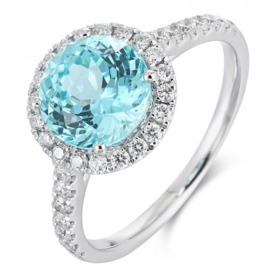 Ruif Jewelry Classic Design PT950  Platinum Ring 3.22ct Lab Grown Paraiba And 0.4125ct Lab Grown Diamond Ring Wedding Bands