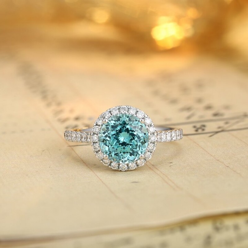 Ruif Jewelry Classic Design PT950  Platinum Ring 3.22ct Lab Grown Paraiba And 0.4125ct Lab Grown Diamond Ring Wedding Bands