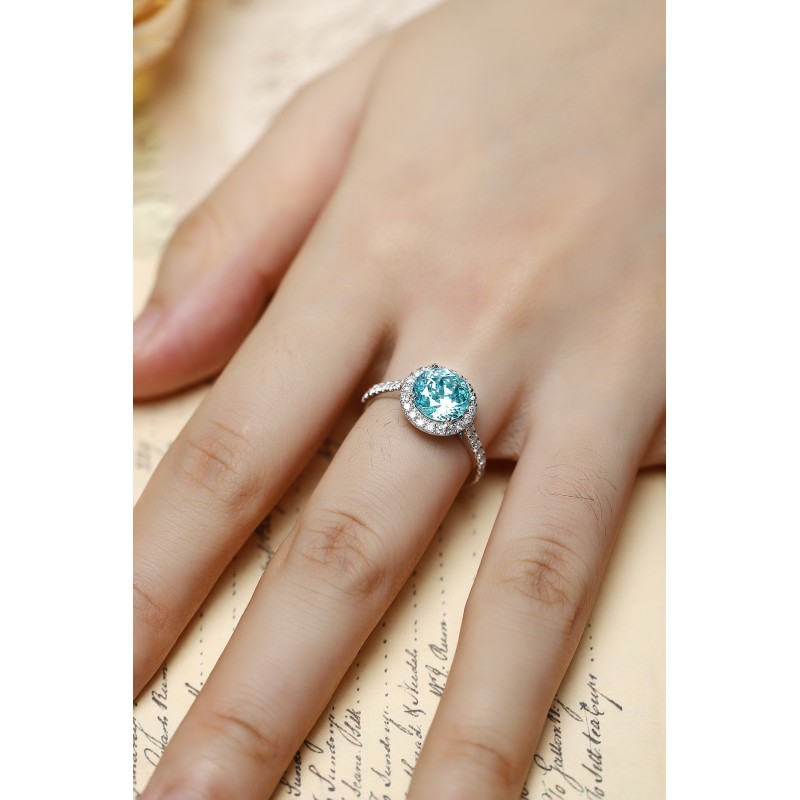 Ruif Jewelry Classic Design PT950  Platinum Ring 3.22ct Lab Grown Paraiba And 0.4125ct Lab Grown Diamond Ring Wedding Bands