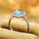 Ruif Jewelry Classic Design PT950  Platinum Ring 3.4ct Lab Grown Paraiba And 0.565ct Lab Grown Diamond Ring Wedding Bands