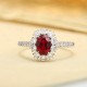 Ruif Jewelry Classic Design PT950 Platinum 1.03ct Lab Grown Ruby And 0.5625ct Lab Grown Diamond Ring Wedding Bands