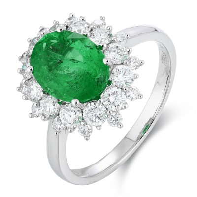 Ruif Jewelry Classic Design PT950 Platinum Ring 1.74ct Lab Grown Emerald and 0.93ct Lab Grown Diamond Ring Gemstone Jewelry