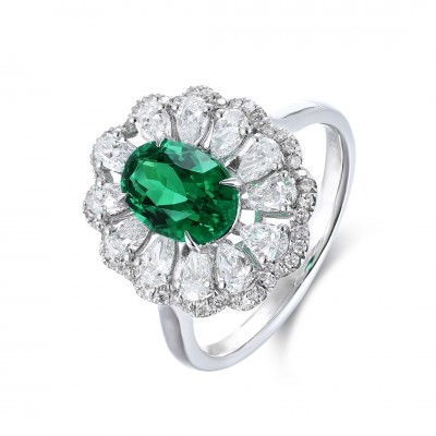 Ruif Jewelry Classic Design PT950 Platinum Ring 1.16ct Lab Grown Emerald and 0.824ct Lab Grown Diamond Ring Gemstone Jewelry Ruif Jewelry Classic Design PT950 Platinum Ring 1.16ct Lab Grown Emerald and 0.824ct Lab Grown Diamond Ring Gemstone Jewelry