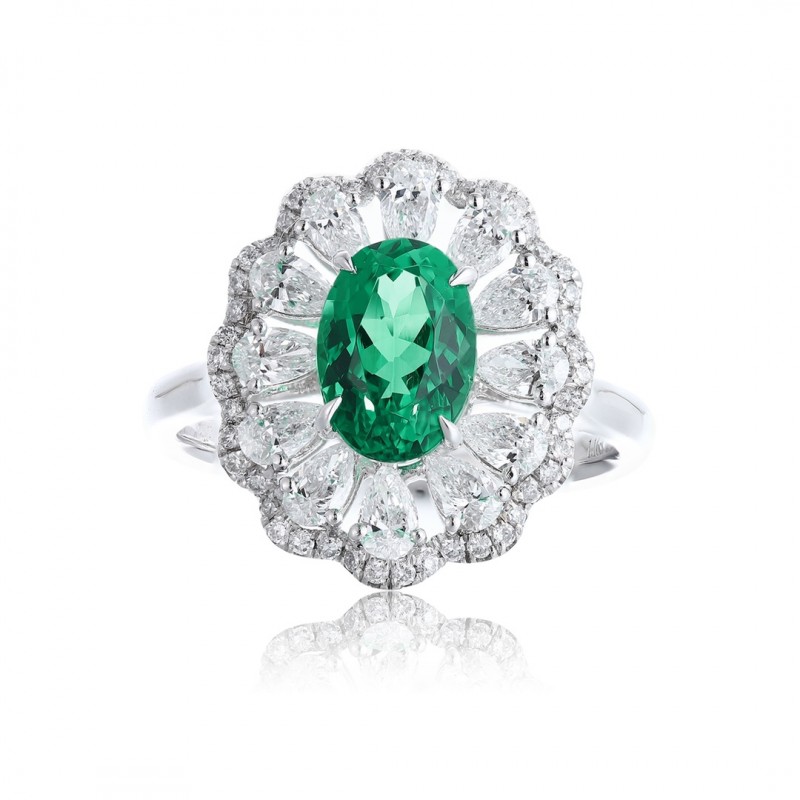 Ruif Jewelry Classic Design PT950 Platinum Ring 1.16ct Lab Grown Emerald and 0.824ct Lab Grown Diamond Ring Gemstone Jewelry Ruif Jewelry Classic Design PT950 Platinum Ring 1.16ct Lab Grown Emerald and 0.824ct Lab Grown Diamond Ring Gemstone Jewelry