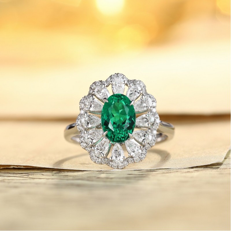 Ruif Jewelry Classic Design PT950 Platinum Ring 1.16ct Lab Grown Emerald and 0.824ct Lab Grown Diamond Ring Gemstone Jewelry Ruif Jewelry Classic Design PT950 Platinum Ring 1.16ct Lab Grown Emerald and 0.824ct Lab Grown Diamond Ring Gemstone Jewelry