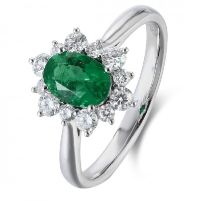 Ruif Jewelry Classic Design PT950 Platinum Ring 0.77ct Lab Grown Emerald and 0.43ct Lab Grown Diamond Ring Gemstone Jewelry