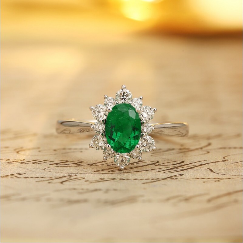 Ruif Jewelry Classic Design PT950 Platinum Ring 0.77ct Lab Grown Emerald and 0.43ct Lab Grown Diamond Ring Gemstone Jewelry Ruif Jewelry Classic Design PT950 Platinum Ring 0.77ct Lab Grown Emerald and 0.43ct Lab Grown Diamond Ring Gemstone Jewelry
