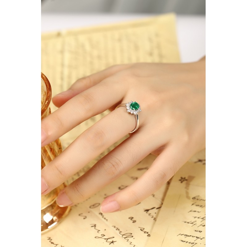 Ruif Jewelry Classic Design PT950 Platinum Ring 0.77ct Lab Grown Emerald and 0.43ct Lab Grown Diamond Ring Gemstone Jewelry Ruif Jewelry Classic Design PT950 Platinum Ring 0.77ct Lab Grown Emerald and 0.43ct Lab Grown Diamond Ring Gemstone Jewelry