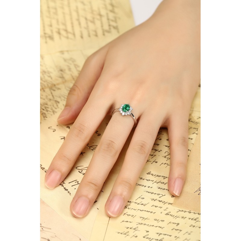 Ruif Jewelry Classic Design PT950 Platinum Ring 0.77ct Lab Grown Emerald and 0.43ct Lab Grown Diamond Ring Gemstone Jewelry Ruif Jewelry Classic Design PT950 Platinum Ring 0.77ct Lab Grown Emerald and 0.43ct Lab Grown Diamond Ring Gemstone Jewelry