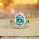 Ruif Jewelry Classic Design PT950  Platinum Ring 4.79ct Lab Grown Paraiba And 1.823ct Lab Grown Diamond Ring Wedding Bands