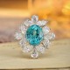 Ruif Jewelry Classic Design PT950  Platinum Ring 11.96ct Lab Grown Paraiba And 6.339ct Lab Grown Diamond Ring Wedding Bands