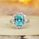 Ruif Jewelry Classic Design PT950  Platinum Ring 6.15ct Lab Grown Paraiba And 0.99ct Lab Grown Diamond Ring Wedding Bands