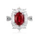 Ruif Jewelry Classic Design PT950 Platinum 3.8ct Lab Grown Ruby And 1.823ct Lab Grown Diamond Ring Wedding Bands