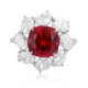 Ruif Jewelry Classic Design PT950 Platinum 4.49ct Lab Grown Ruby And 2.595ct Lab Grown Diamond Ring Wedding Bands