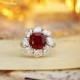 Ruif Jewelry Classic Design PT950 Platinum 4.49ct Lab Grown Ruby And 2.595ct Lab Grown Diamond Ring Wedding Bands