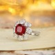 Ruif Jewelry Classic Design PT950 Platinum 4.49ct Lab Grown Ruby And 2.595ct Lab Grown Diamond Ring Wedding Bands