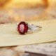 Ruif Jewelry Classic Design PT950 Platinum 3.94ct Lab Grown Ruby And 0.597ct Lab Grown Diamond Ring Wedding Bands