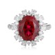 Ruif Jewelry Classic Design PT950 Platinum 4.99ct Lab Grown Ruby And 0.99ct Lab Grown Diamond Ring Wedding Bands