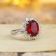 Ruif Jewelry Classic Design PT950 Platinum 4.99ct Lab Grown Ruby And 0.99ct Lab Grown Diamond Ring Wedding Bands