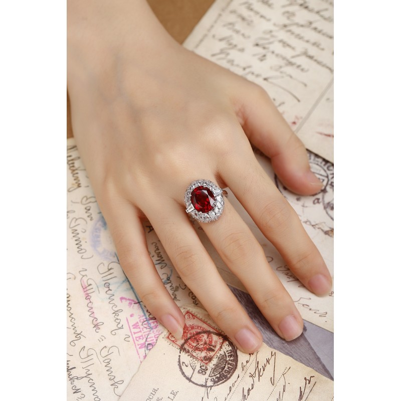 Ruif Jewelry Classic Design PT950 Platinum 7.71ct Lab Grown Ruby And 1.943ct Lab Grown Diamond Ring Wedding Bands