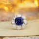 Ruif Jewelry Classic Design PT950 Platinum 4.46ct Lab Grown Sapphire And 2.595ct Lab Grown Diamond Ring Wedding Bands