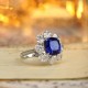Ruif Jewelry Classic Design PT950 Platinum 4.46ct Lab Grown Sapphire And 2.595ct Lab Grown Diamond Ring Wedding Bands