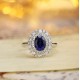 Ruif Jewelry Classic Design PT950 Platinum 1.58ct Lab Grown Sapphire And 0.871ct Lab Grown Diamond Ring Wedding Bands