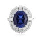 Ruif Jewelry Classic Design PT950 Platinum 6.65ct Lab Grown Sapphire And 1.943ct Lab Grown Diamond Ring Wedding Bands