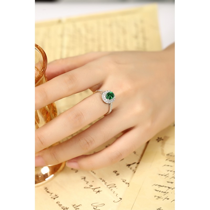 Ruif Jewelry Classic Design PT950 Platinum Ring 0.83ct Lab Grown Emerald and 0.315ct Lab Grown Diamond Ring Gemstone Jewelry Ruif Jewelry Classic Design PT950 Platinum Ring 0.83ct Lab Grown Emerald and 0.315ct Lab Grown Diamond Ring Gemstone Jewelry