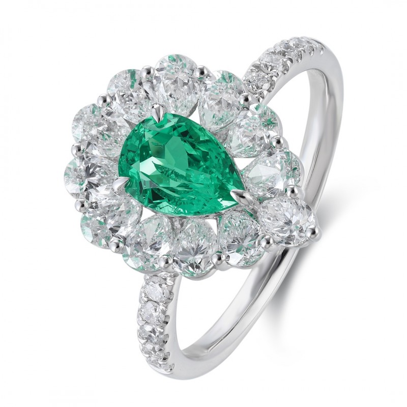 Ruif Jewelry Classic Design PT950 Platinum Ring 0.63ct Lab Grown Emerald and 1.2ct Lab Grown Diamond Ring Gemstone Jewelry Ruif Jewelry Classic Design PT950 Platinum Ring 0.63ct Lab Grown Emerald and 1.2ct Lab Grown Diamond Ring Gemstone Jewelry